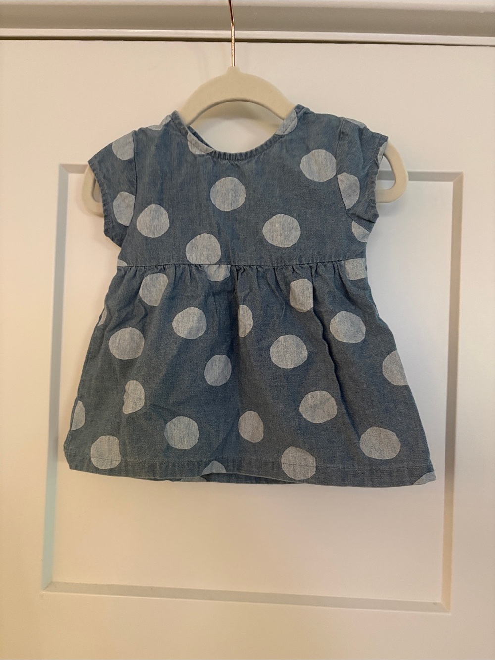 Carter’s Baby Girls Blue Jean Polka Dot Short Sleeve Tunic Top 6-9 Months